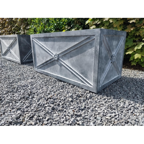 603 - Pair of good quality metal rectangular planters with lead effect in the Georgian style {49 cm H x 10... 