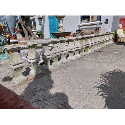 607 - Set of twenty 19th C. carved limestone balustrades - some in need of repair {66 cm H x 20 cm W x 20 ... 