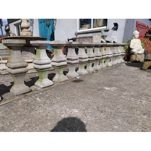 607 - Set of twenty 19th C. carved limestone balustrades - some in need of repair {66 cm H x 20 cm W x 20 ... 