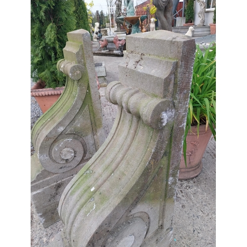 608 - Pair of good quality William IV carved limestone corbels {105 cm H x 22 cm W x 51 cm D}.