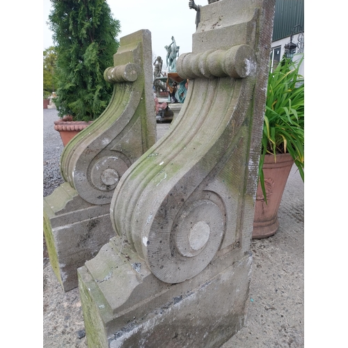 608 - Pair of good quality William IV carved limestone corbels {105 cm H x 22 cm W x 51 cm D}.