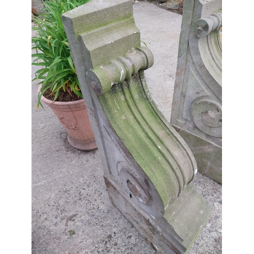 608 - Pair of good quality William IV carved limestone corbels {105 cm H x 22 cm W x 51 cm D}.