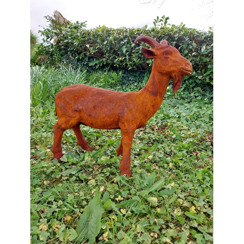 61 - Good quality cast iron statue of a Goat {60 cm H x 55 cm W x 20 cm D}.