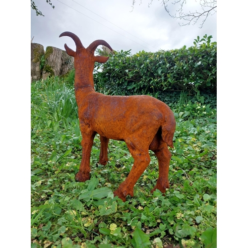 61 - Good quality cast iron statue of a Goat {60 cm H x 55 cm W x 20 cm D}.