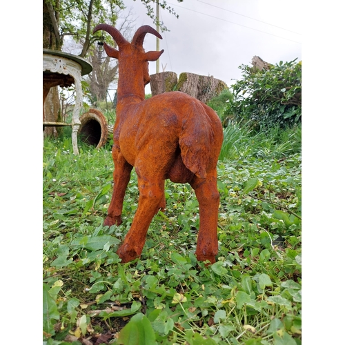 61 - Good quality cast iron statue of a Goat {60 cm H x 55 cm W x 20 cm D}.