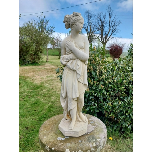 610 - Good quality moulded stone statue of Venus {70 cm H x 20 cm W 22 cm D}.