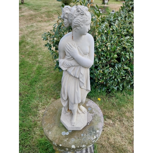 610 - Good quality moulded stone statue of Venus {70 cm H x 20 cm W 22 cm D}.