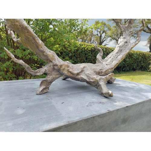 615 - Exceptional quality contemporary bronze silver plated sculpture of Fulgurite Lightning Sand raised o... 