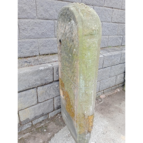 623 - Pair of Victorian bullnose top cottage gatepost sandstone {H 140cm x W 23cm x D 46cm }. (NOT AVAILAB... 