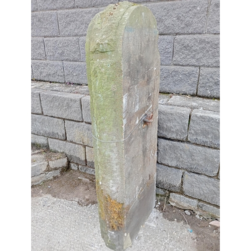 623 - Pair of Victorian bullnose top cottage gatepost sandstone {H 140cm x W 23cm x D 46cm }. (NOT AVAILAB... 