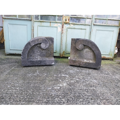 626 - Pair of 19th C. carved limestone pier caps {52 cm H x 58 cm W x 40 cm D}.