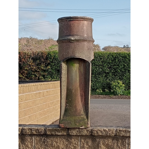 627 - Pair of terracotta salt glazed chimney pots {H 106cm x W 28cm x D28cm }. (NOT AVAILABLE TO VIEW IN P... 