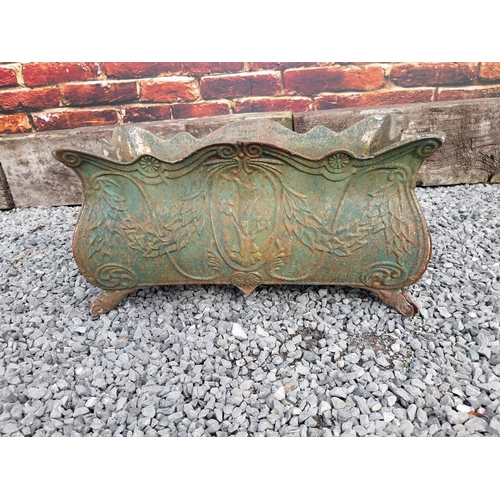 628 - Good quality French decorative cast iron planter {32 cm H x 60 cm W  x 31 cm D}.