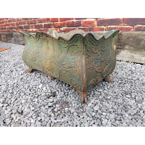 628 - Good quality French decorative cast iron planter {32 cm H x 60 cm W  x 31 cm D}.