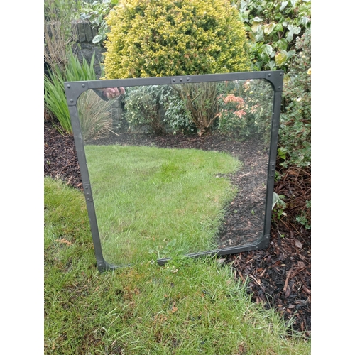 63 - Cast iron garden mirror {H 76 x 76}.