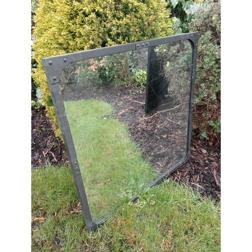 63 - Cast iron garden mirror {H 76 x 76}.