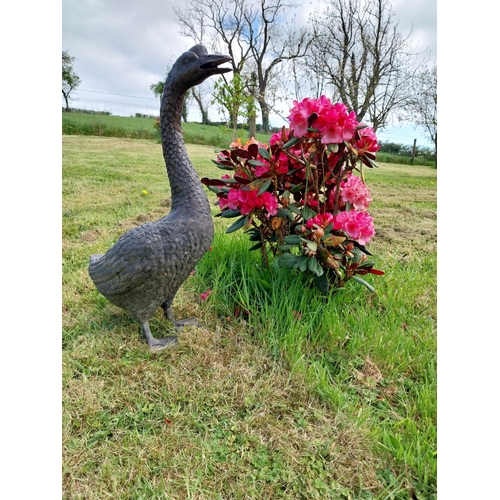 633 - Exceptional quality bronze sculpture of a Goose water feature {66 cm H x 24 cm W x 38 cm D}.