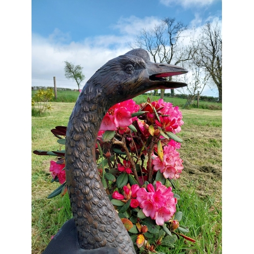 633 - Exceptional quality bronze sculpture of a Goose water feature {66 cm H x 24 cm W x 38 cm D}.