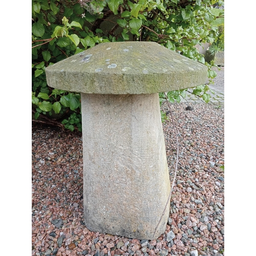 635 - Sandstone staddle stone {H 74cm x Dia 52cm }. (NOT AVAILABLE TO VIEW IN PERSON)