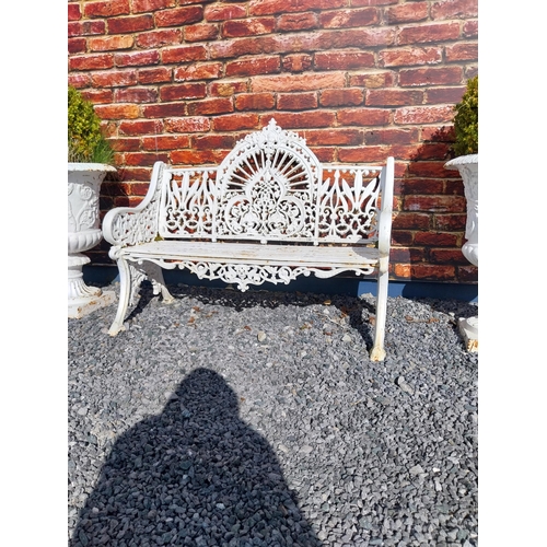 664 - Good quality Pierce Wexford cast iron garden bench {94 cm H x 119 cm W x 62 cm D}.