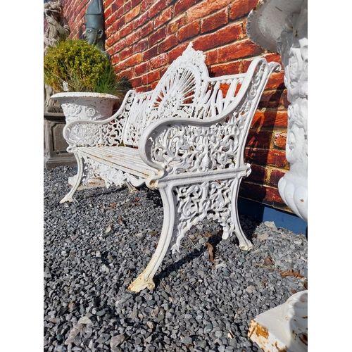 664 - Good quality Pierce Wexford cast iron garden bench {94 cm H x 119 cm W x 62 cm D}.