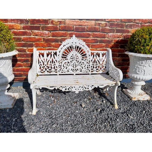 664 - Good quality Pierce Wexford cast iron garden bench {94 cm H x 119 cm W x 62 cm D}.