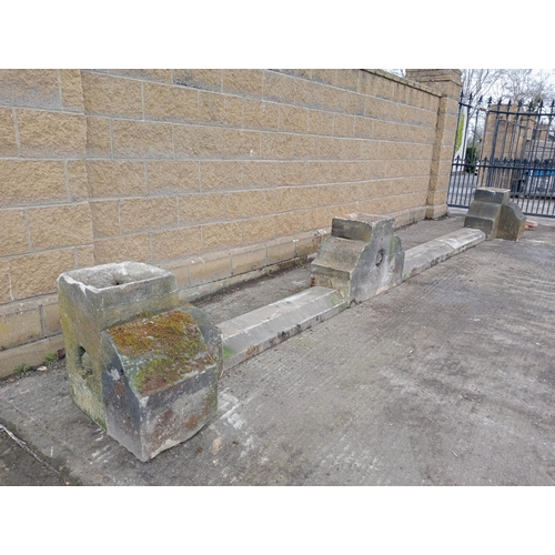 669 - Georgian gritstone terrace coping with centre and corner planters {20 Ft W c planters each H 60cm x ... 