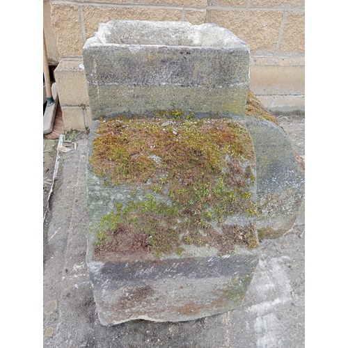 669 - Georgian gritstone terrace coping with centre and corner planters {20 Ft W c planters each H 60cm x ... 