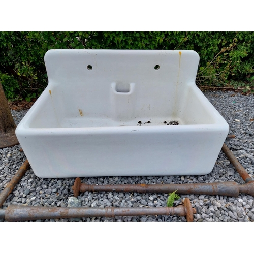 728 - Butler sink with cast iron stand {42 cm H x 75 cm W x 45 cm D}.