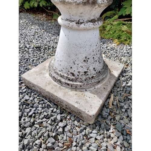 74 - Victorian carved Carrara marble urn on pedestal {72 cm H x 49 cm Dia.}.