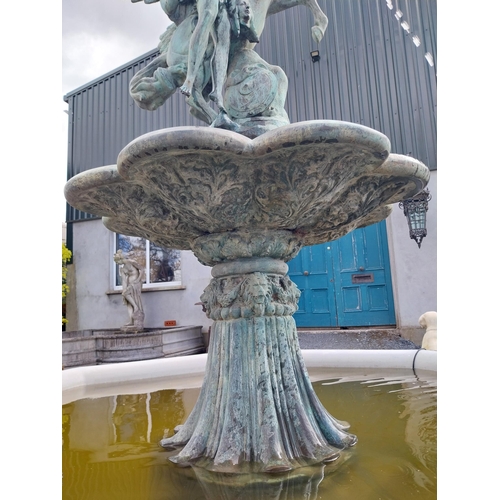 740 - Exceptional quality bronze fountain depicting Mercury mounted Pegasus complete with moulded stone su... 