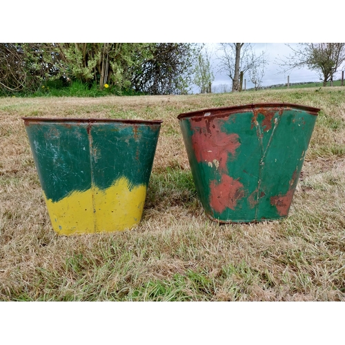 741 - Pair of 20th C tin garden planters {31 cm H x 34 cm W x 39 cm D}.