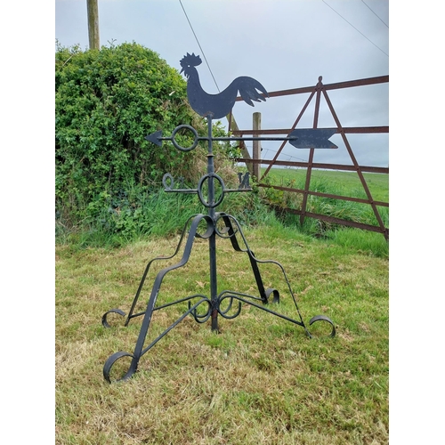 76 - Wrought iron weather vane Rooster {117 cm H x 116 cm W x 99 cm D}.