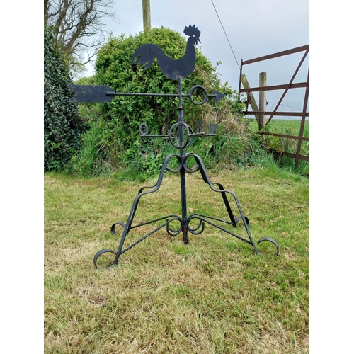 76 - Wrought iron weather vane Rooster {117 cm H x 116 cm W x 99 cm D}.