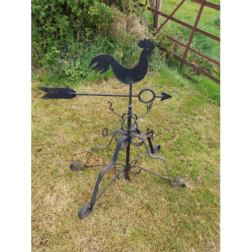 76 - Wrought iron weather vane Rooster {117 cm H x 116 cm W x 99 cm D}.