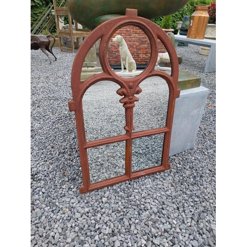 770 - Cast iron garden mirror {73 cm H x 50 cm W}.