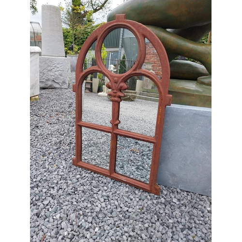 770 - Cast iron garden mirror {73 cm H x 50 cm W}.