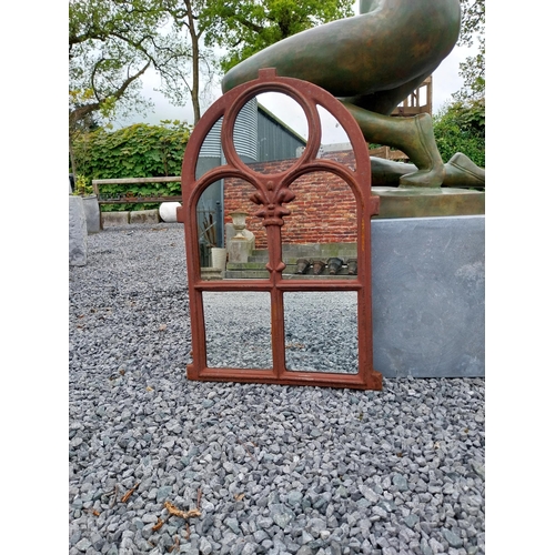 770 - Cast iron garden mirror {73 cm H x 50 cm W}.