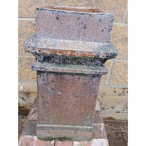 773 - Pair of square salt glazed chimney pots {H 64cm x 31 x 31}. (NOT AVAILABLE TO VIEW IN PERSON)