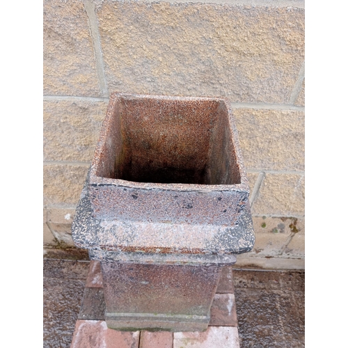 773 - Pair of square salt glazed chimney pots {H 64cm x 31 x 31}. (NOT AVAILABLE TO VIEW IN PERSON)