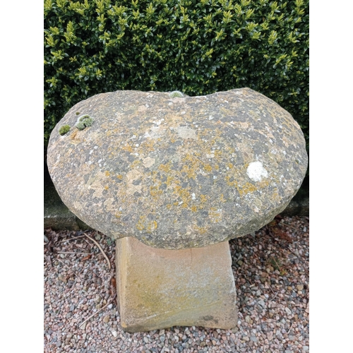 775 - Sandstone staddle stone {H70cm x Dia 36cm }. (NOT AVAILABLE TO VIEW IN PERSON)