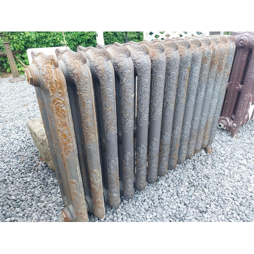 781 - Two decorative cast iron radiators in the Victorian style - taken out working {74 cm H x 108 cm W x ... 