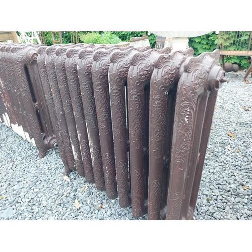 783 - Two decorative cast iron radiators in the Victorian style - taken out working {74 cm H x 108 cm W x ... 