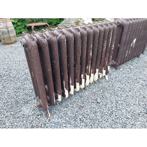 783 - Two decorative cast iron radiators in the Victorian style - taken out working {74 cm H x 108 cm W x ... 