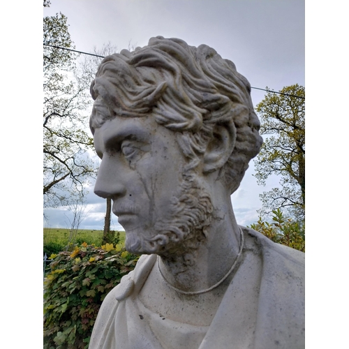 786 - Moulded sandstone bust of Augustus {70 cm H x 50 cm W x 28 cm D}.