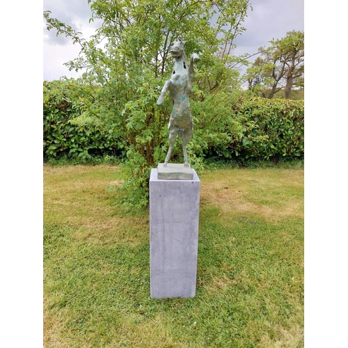 509 - Exceptional quality contemporary bronze sculpture 'The Rearing Horse' raised on slate plinth {Overal... 