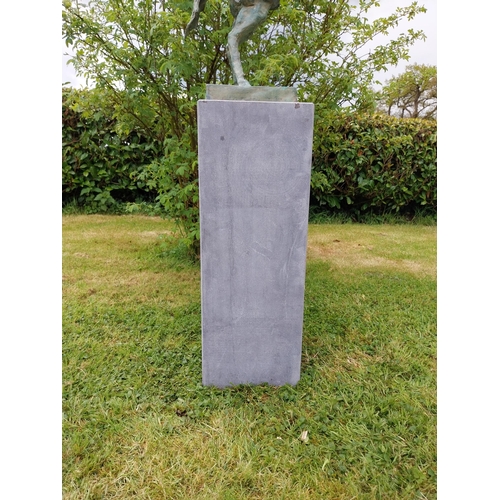 509 - Exceptional quality contemporary bronze sculpture 'The Rearing Horse' raised on slate plinth {Overal... 