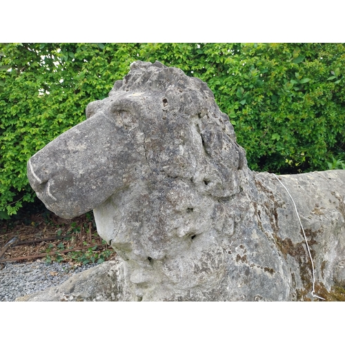 804 - Early 20th C. composition statue of a recumbent Lion {82 cm H x 149 cm W x 60 cm D}.