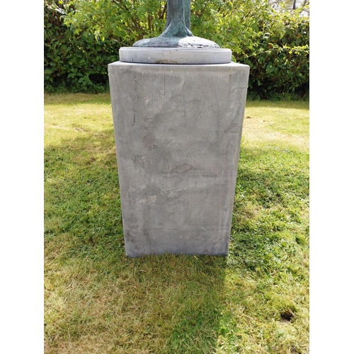 82 - Exceptional quality contemporary bronze sculpture 'The Lovers' raised on slate plinth {Overall dimen... 