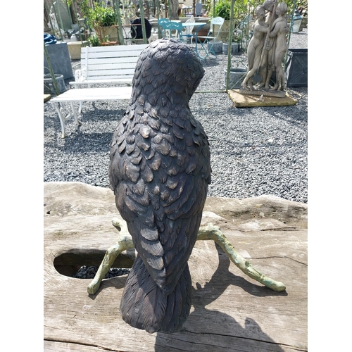 824 - Exceptional quality bronzed statue of an Owl {59 cm H x 52 cm W x 50 cm D}.